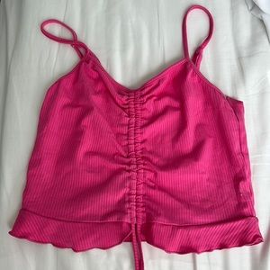 Love Tree Cropped Pink Detailed Tank